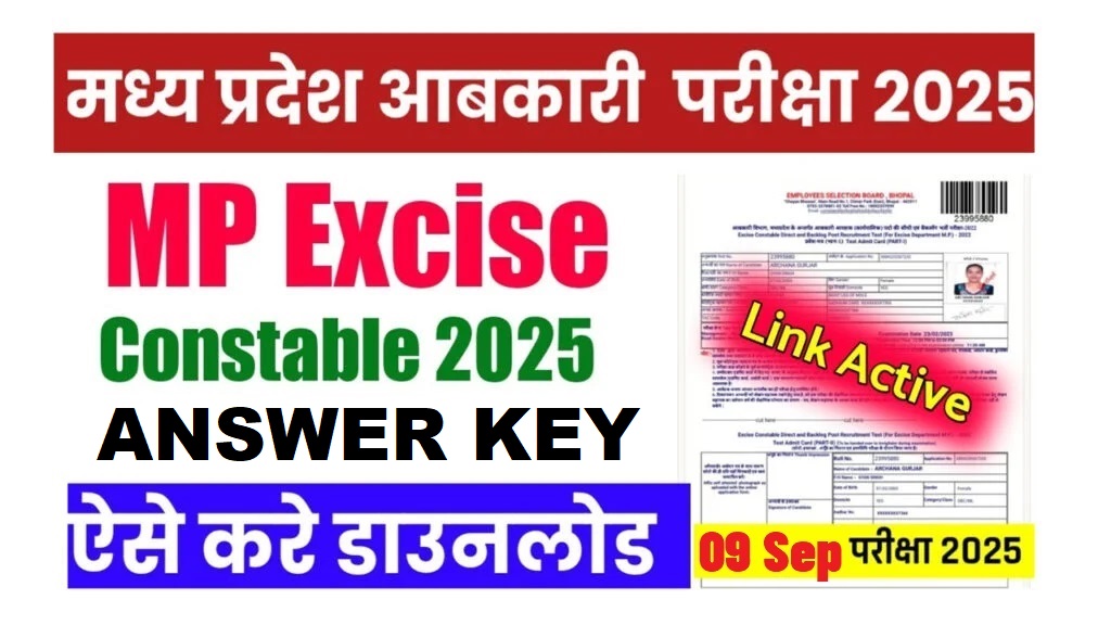 MPESB Excise Constable Answer Key 2025 Out