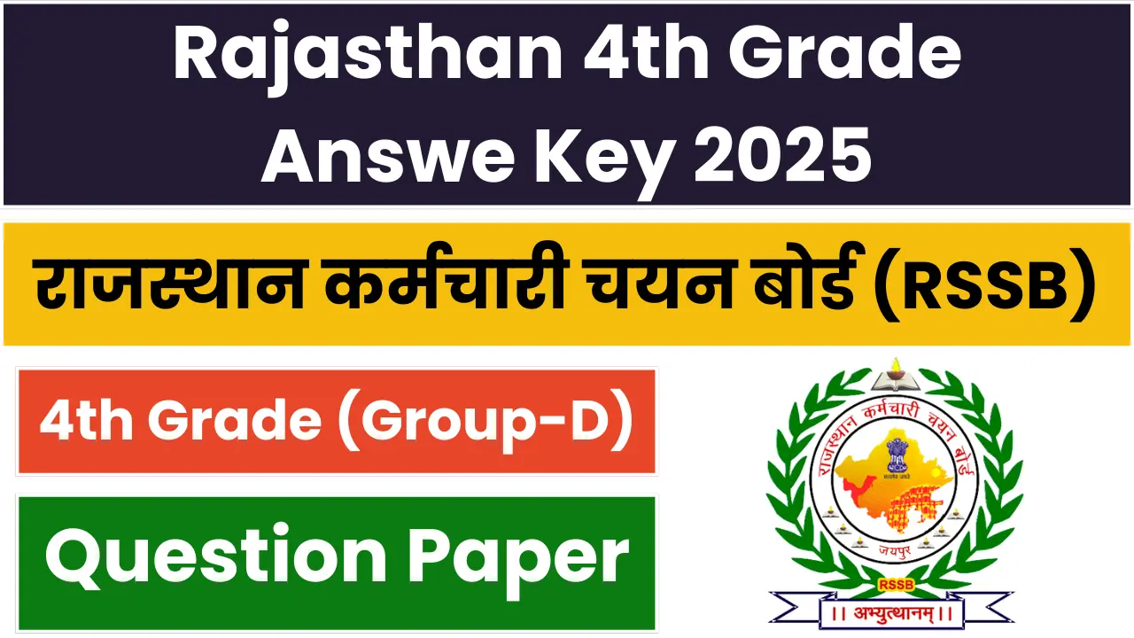 RSSB 4th Class (Group D) Question Paper 2025 Out