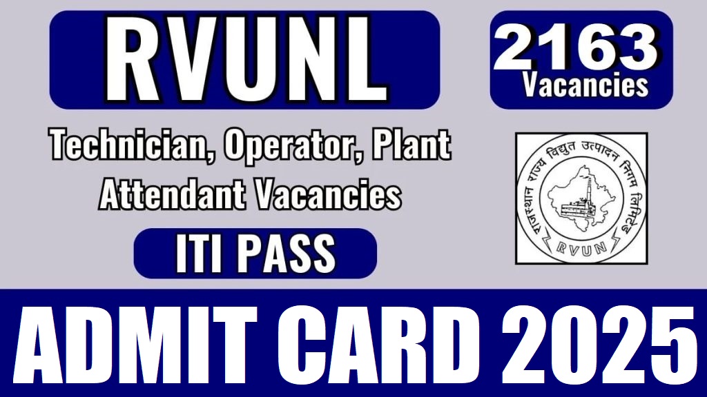 RRVUNL Technician Various Post Admit Card 2025 Out