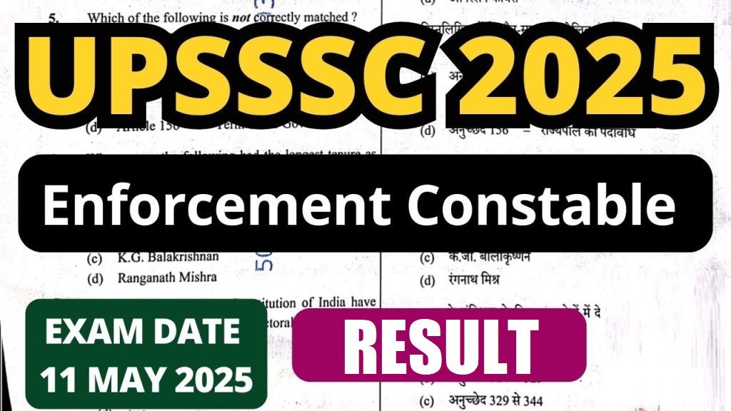 UPSSSC Enforcement Constable Result 2025 Out