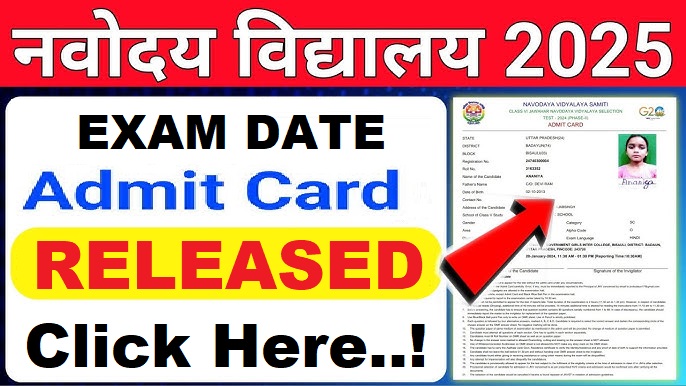 NVS Class 6 Exam Admit Card 2025 Out
