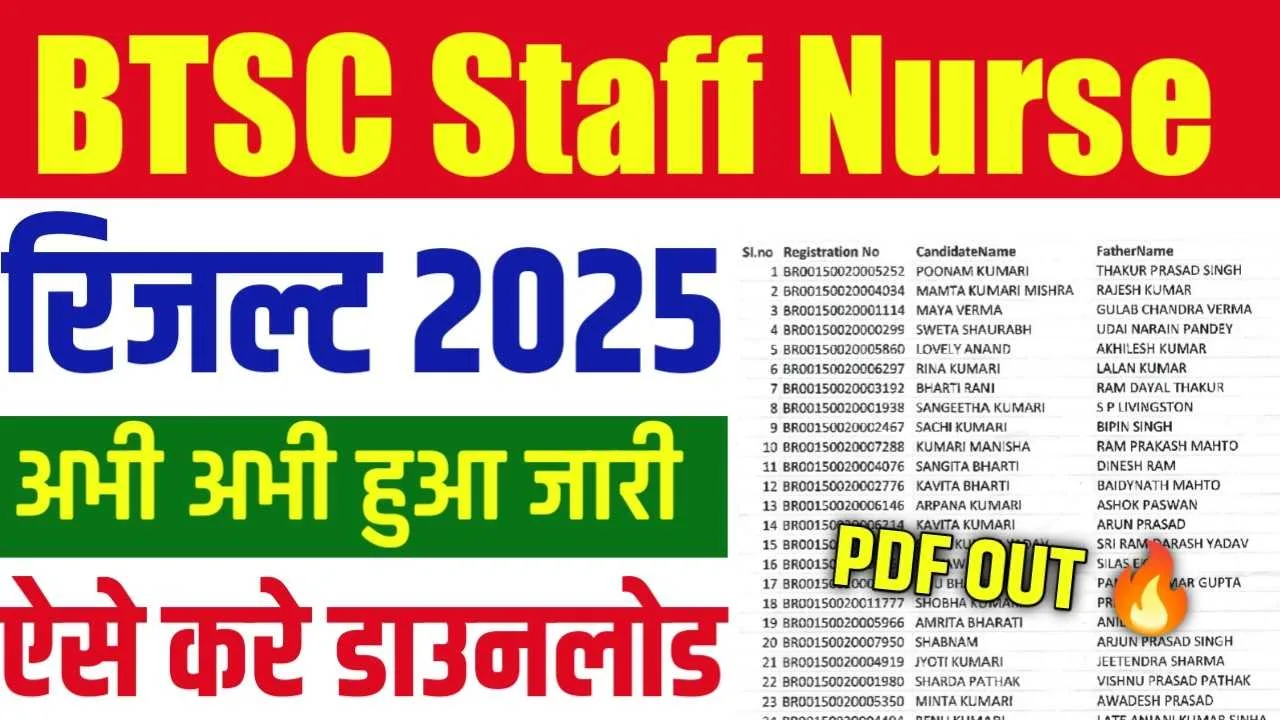 Bihar BTSC Staff Nurse DV List 2026