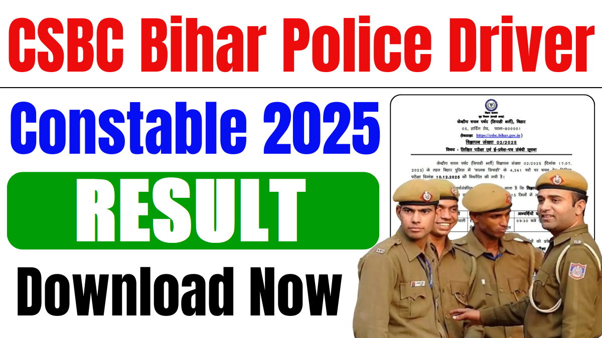 CSBC Bihar Police Driver Result 2025 Out