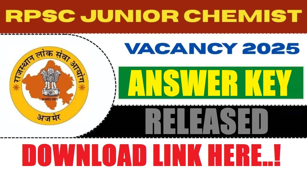 RPSC Junior Chemist Answer Key 2026 Out