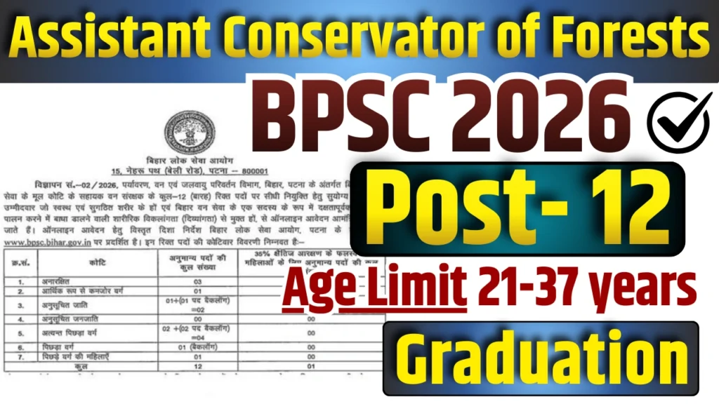 Bihar BPSC ACF Recruitment 2026 Apply For 12 Post