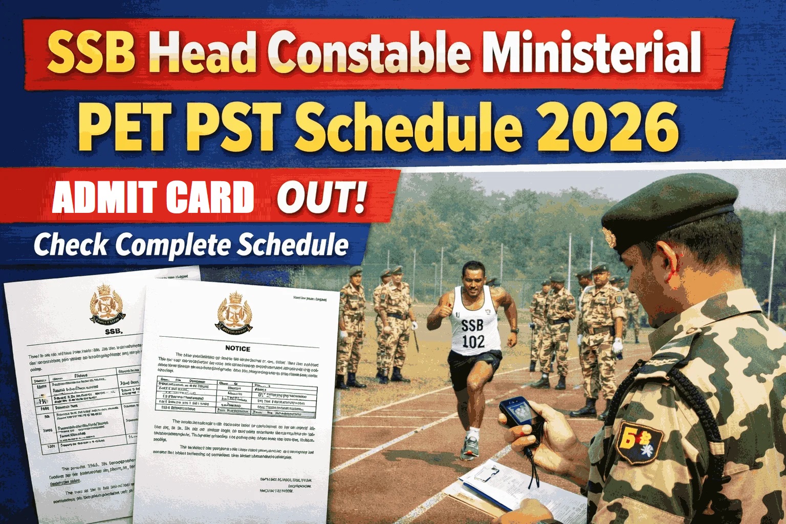 SSB HC (Ministerial) PET/PST Admit Card 2026 Out