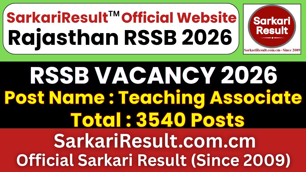 RSSB Teaching Associate Recruitment 2026
