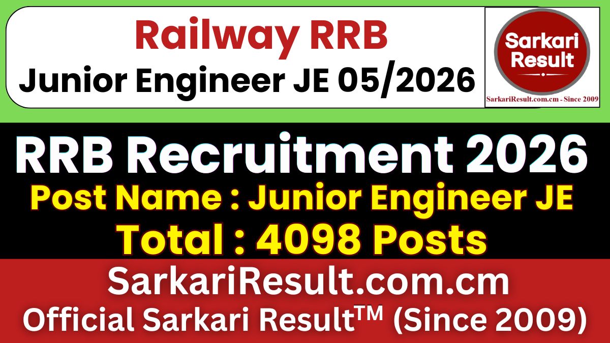 RRB Junior Engineer JE Recruitment 2026