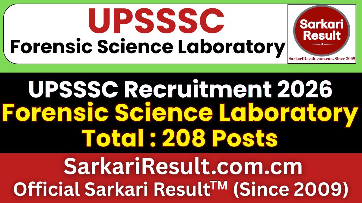 UPSSSC Forensic Science Laboratory Recruitment 2026