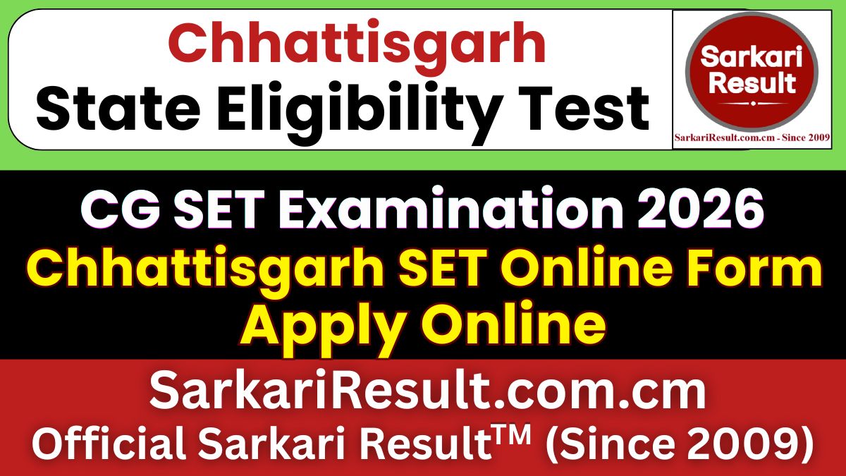 Chhattisgarh State Eligibility Test SET Online Form 2026
