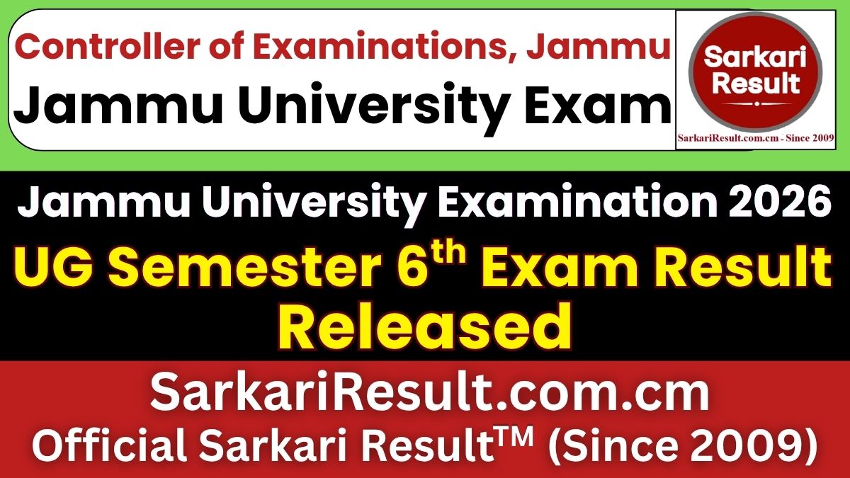 Jammu University Result 2026 Out Check UG & PG Result Online