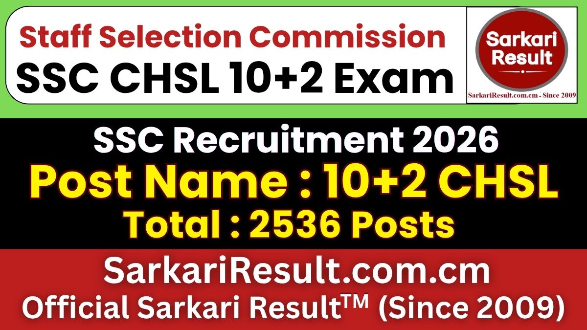 SSC CHSL 10+2 Recruitment 2026