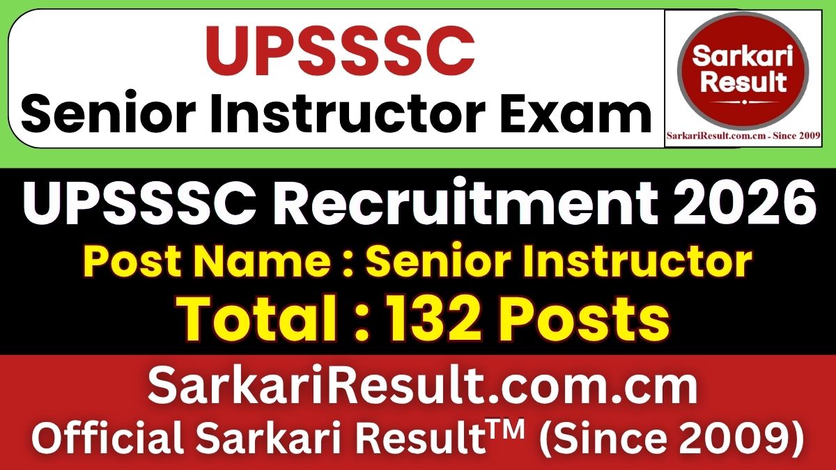 UPSSSC Senior Instructor Recruitment 2026