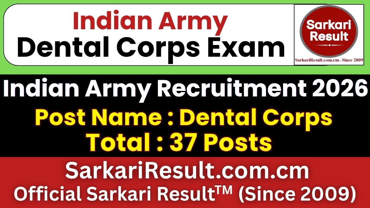 Indian Army Dental Corps Recruitment 2026