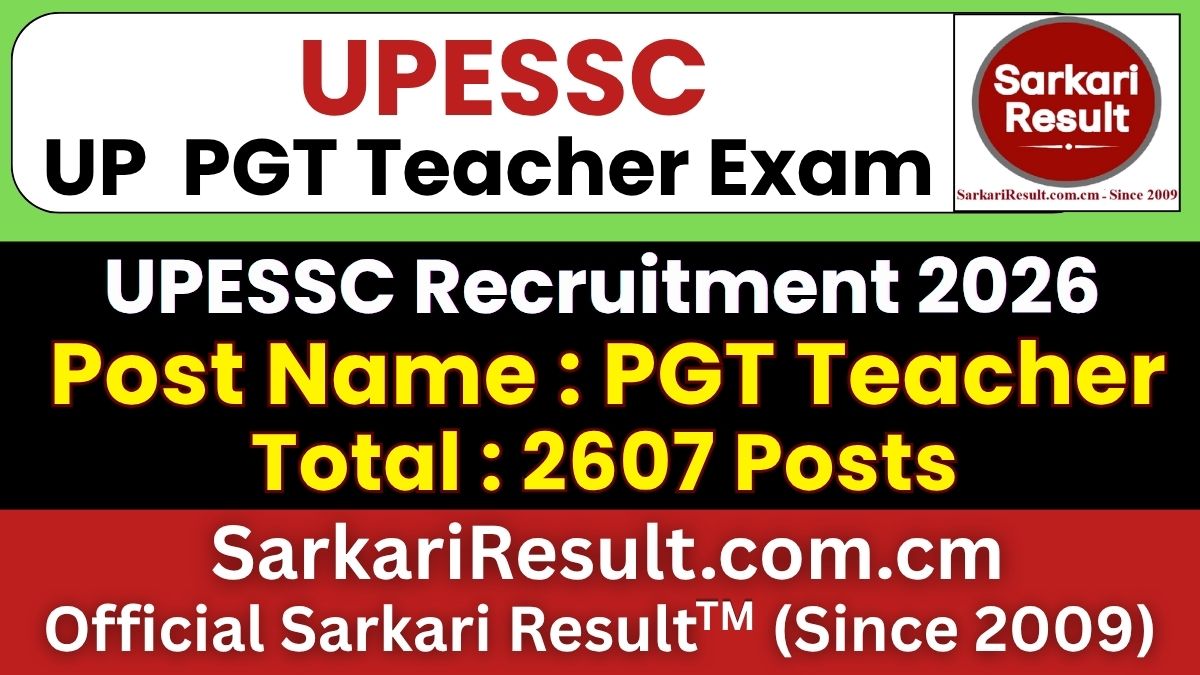 UP PGT Teacher Recruitment 2026