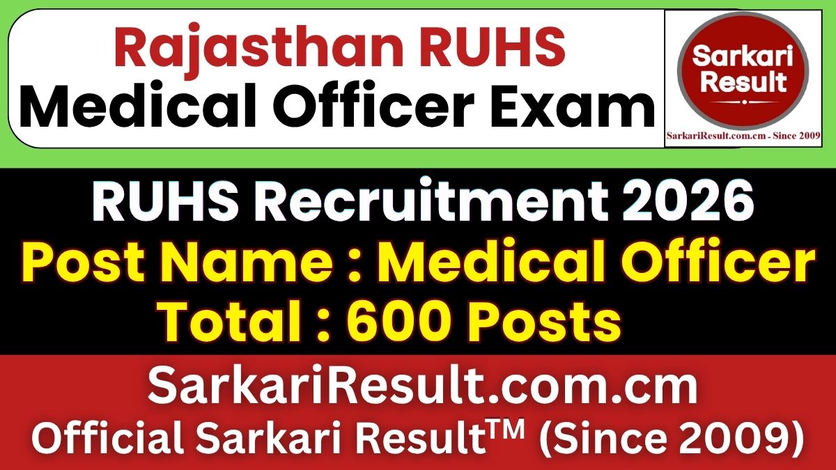 RUHS Medical Officer Recruitment 2026