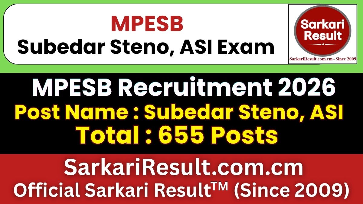 MPESB Subedar Steno, ASI Recruitment 2026